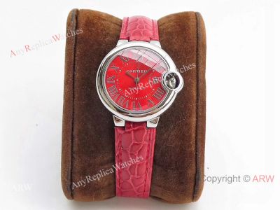 Replica Swiss Cartier Ballon Bleu Automatic Watch SS Red Dial